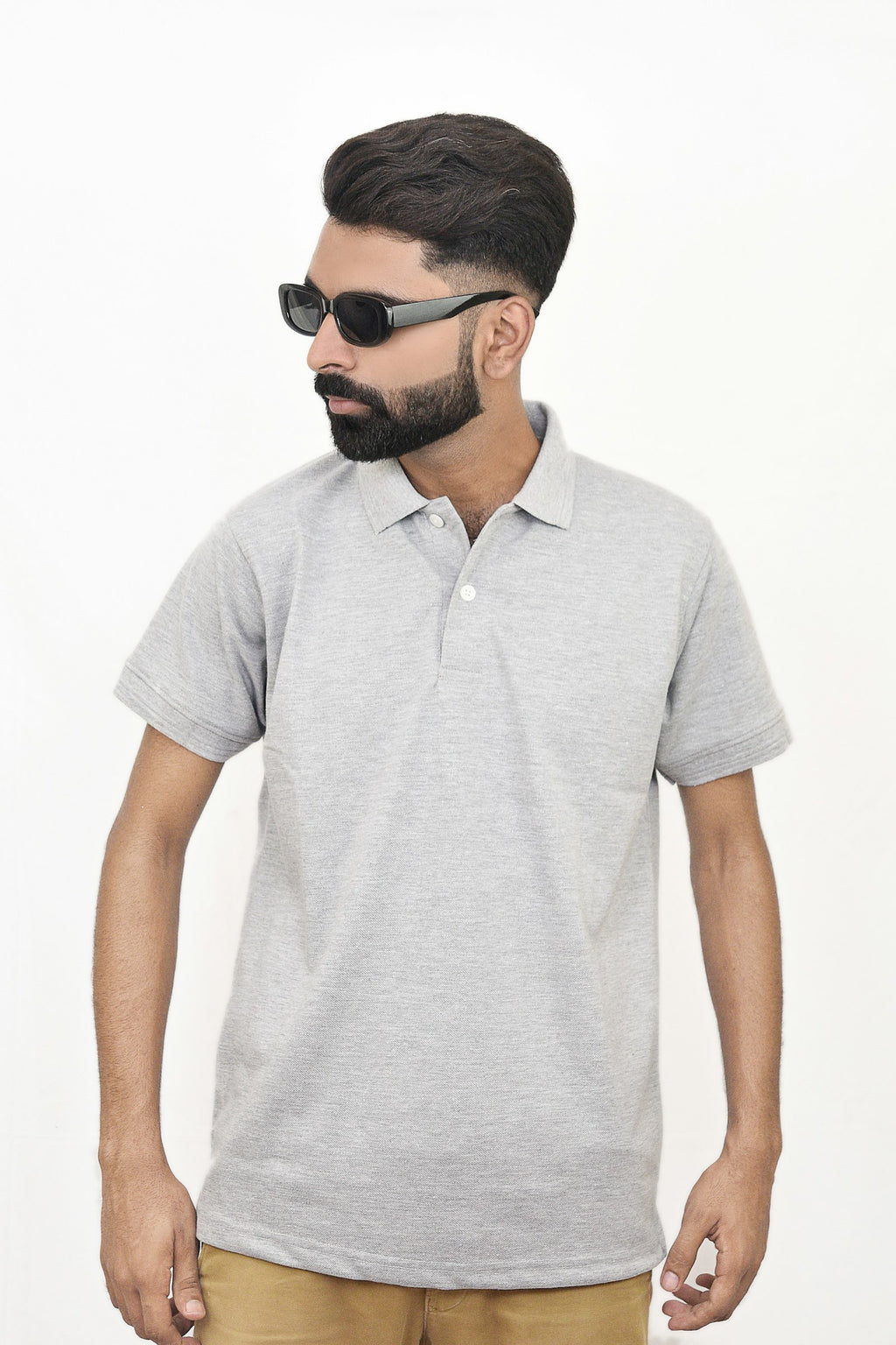 Polo Piqué grigio · vista 3